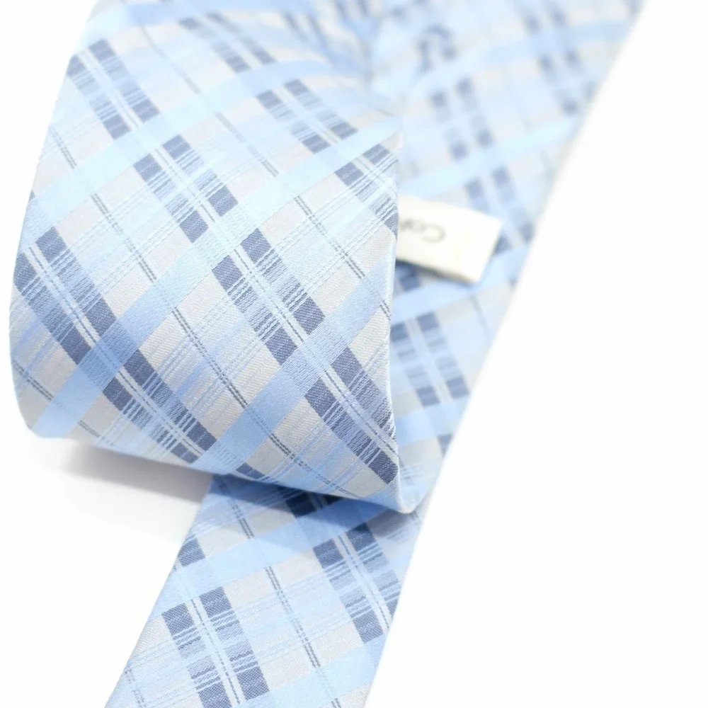Calvin Klein Silk Tie Woven Blue‎ Plaid